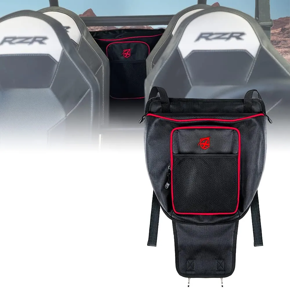 Xprite UTV RZR Center Seat Storage Bag Compatible with 2008-2021 Polaris Razor 570 800 S 900 1000 XP Turbo, w/Water Resistant Zippers Offroad Cab Pack Pocket - Red