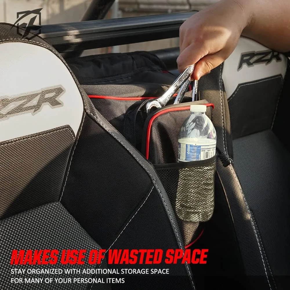 Xprite UTV RZR Center Seat Storage Bag Compatible with 2008-2021 Polaris Razor 570 800 S 900 1000 XP Turbo, w/Water Resistant Zippers Offroad Cab Pack Pocket - Red