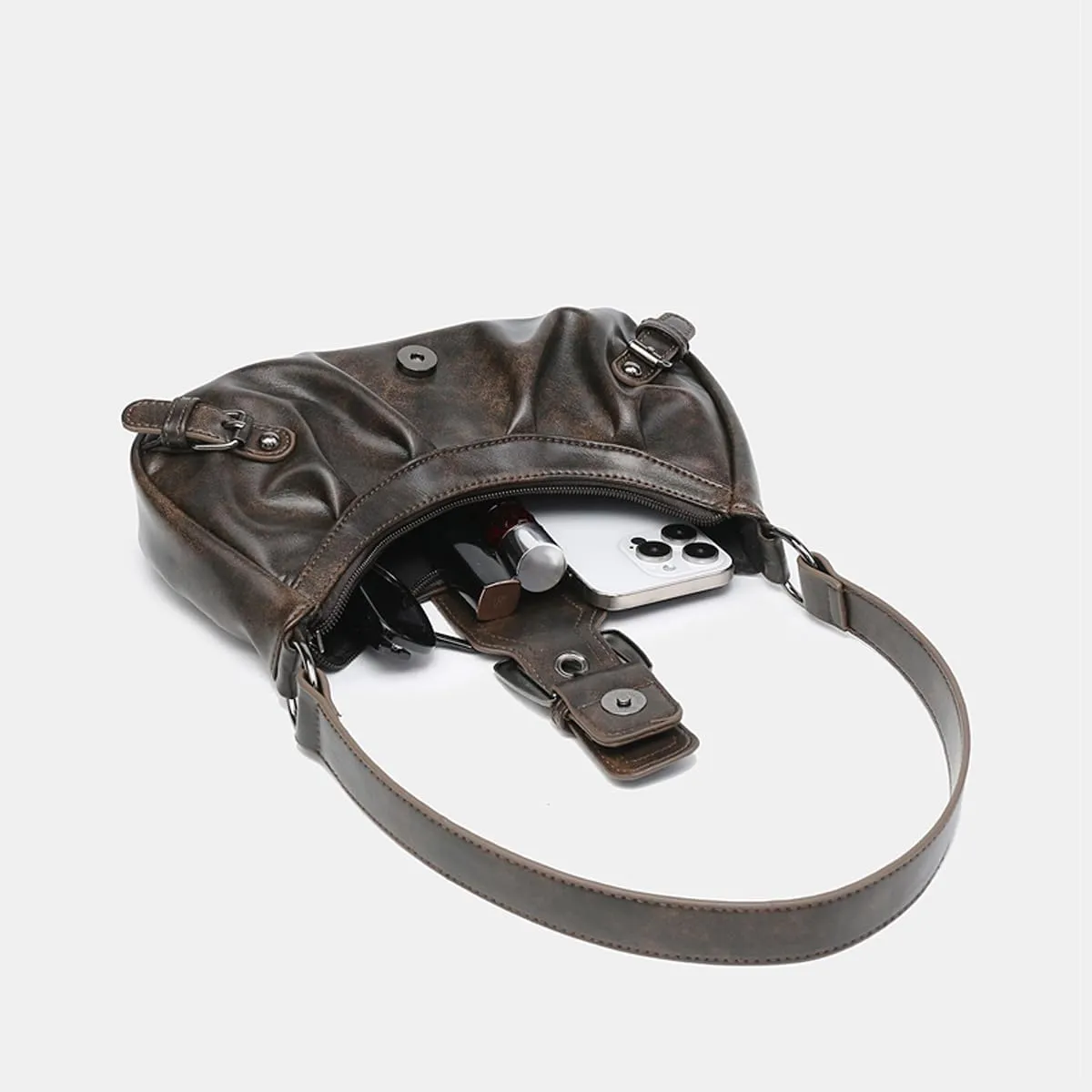 Y2K Purse Shoulder Bag for Women, Top Handle Handbag Small Goth Punk Hobo Clutch Purses Trendy Underarm Bag