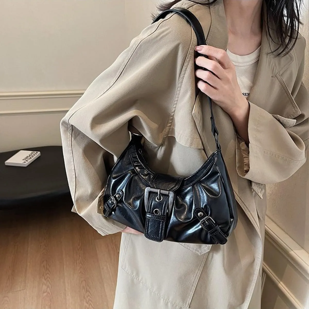 Y2K Purse Shoulder Bag for Women, Top Handle Handbag Small Goth Punk Hobo Clutch Purses Trendy Underarm Bag