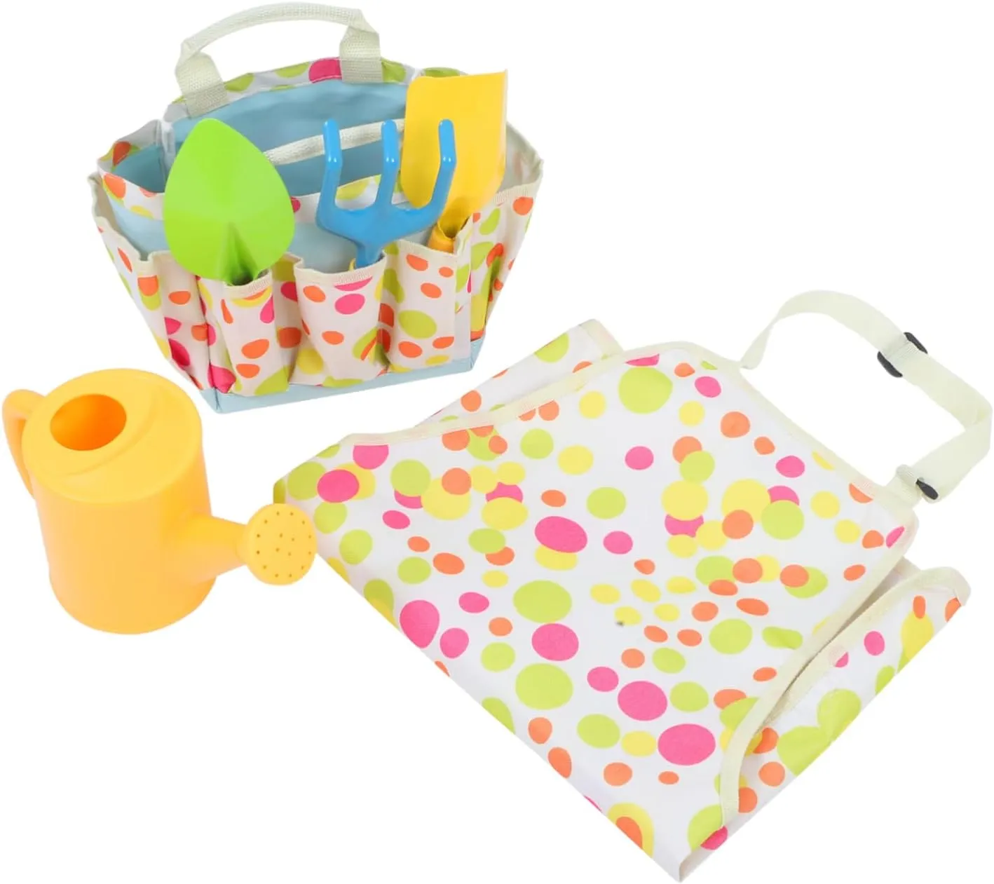 Yardwe 1Set Gardening Tool Complete Outdoor Kit with Rake Shovel Trowel Watering Can Apron Tote Bag for Home Gardens School Activities Camping