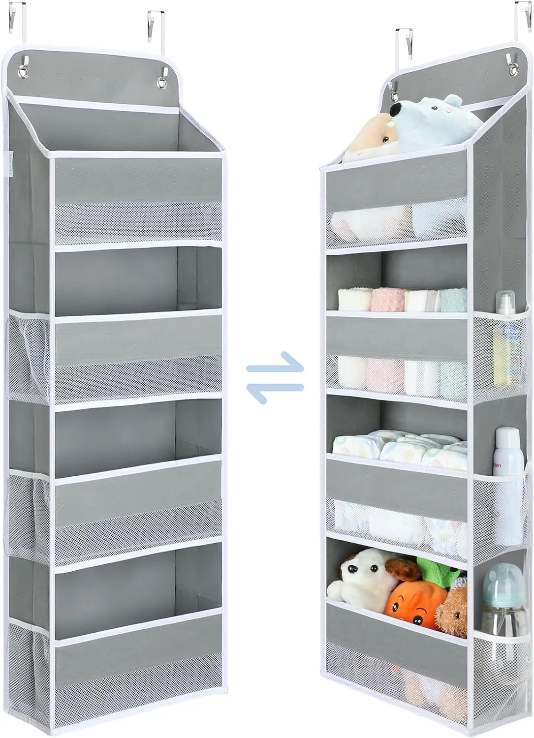 Yecaye 1 Pack Bathroom Organizers and Storage, 35.2lbs Load Toy Stuffed Animal Storage, Swing-proof Hanging Over the Door Organizer for Nursery Newborn Baby Essential Stuff
