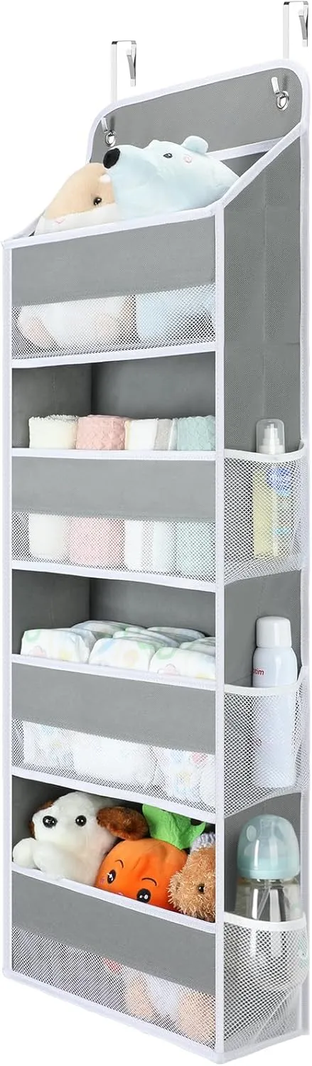 Yecaye 1 Pack Bathroom Organizers and Storage, 35.2lbs Load Toy Stuffed Animal Storage, Swing-proof Hanging Over the Door Organizer for Nursery Newborn Baby Essential Stuff