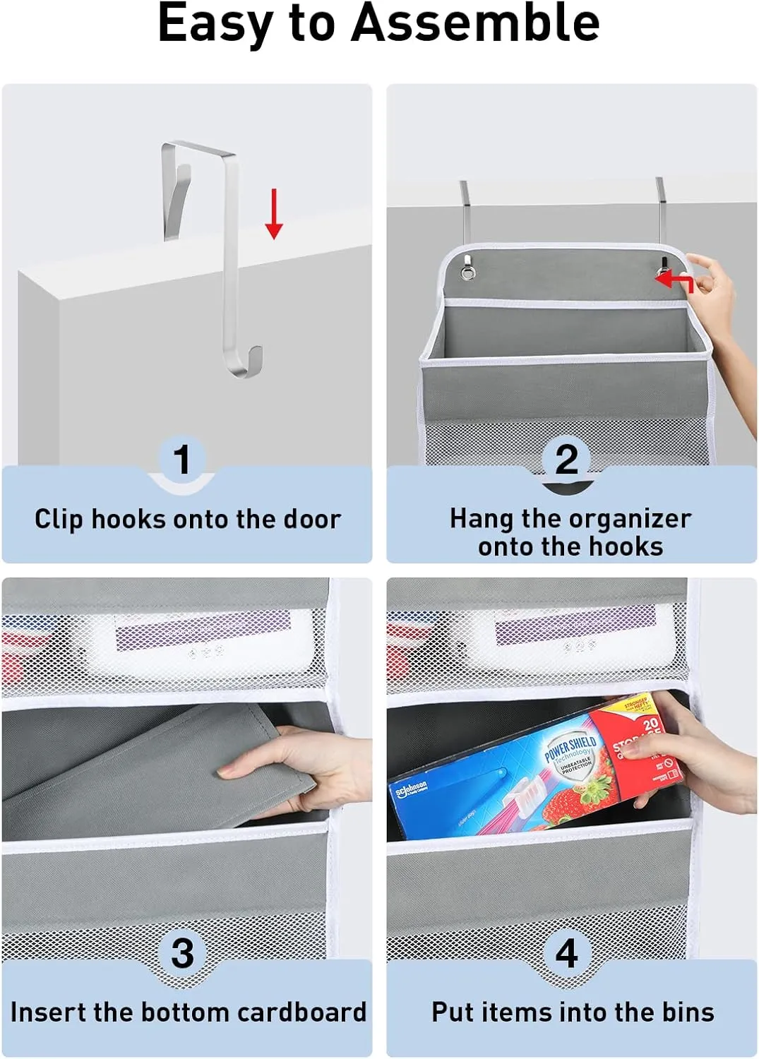 Yecaye 1 Pack Bathroom Organizers and Storage, 35.2lbs Load Toy Stuffed Animal Storage, Swing-proof Hanging Over the Door Organizer for Nursery Newborn Baby Essential Stuff