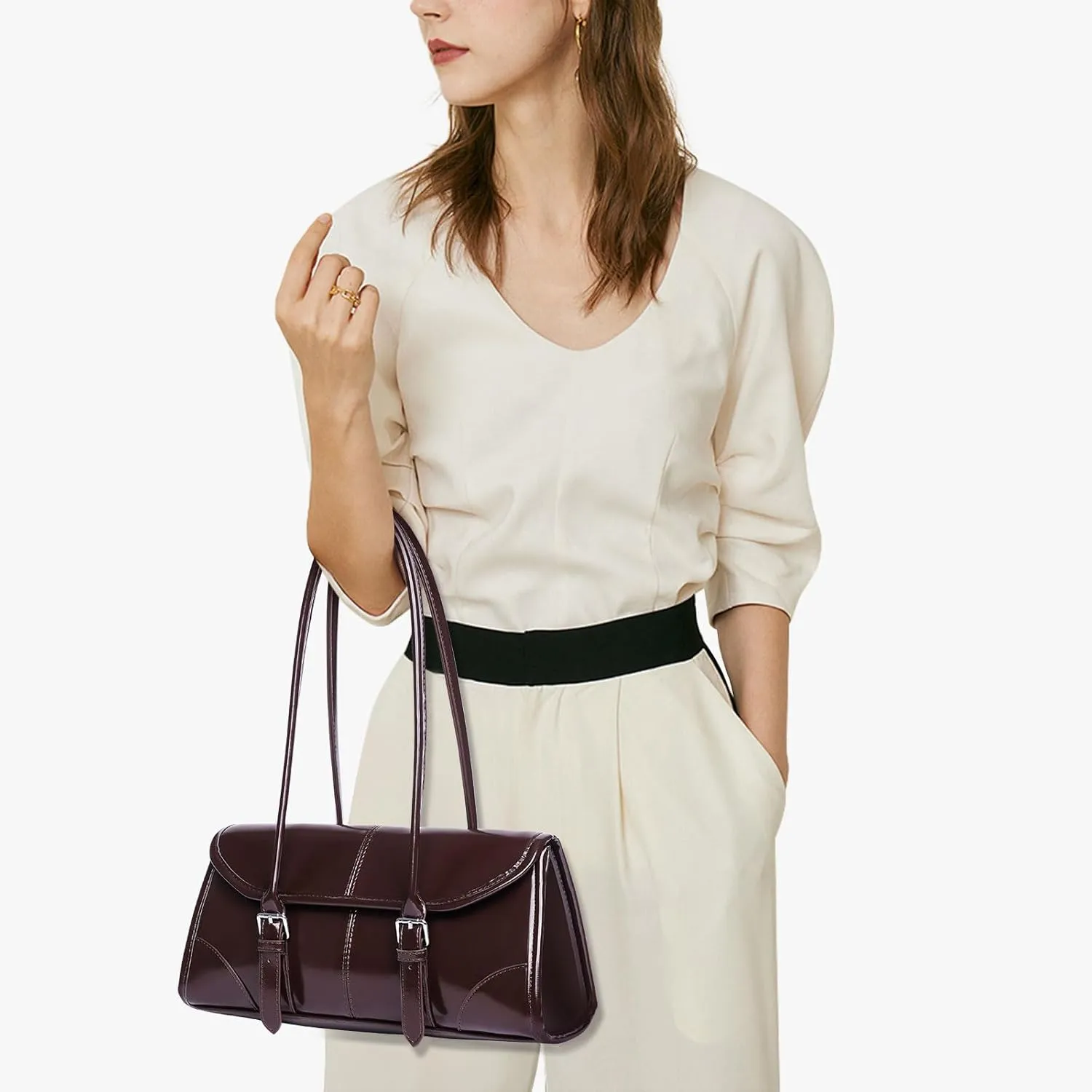 YFGBCX Faux Leather Tote Bag for Women Burgundy Purses Small Shoulder Bag Wine Colored Purse Y2k Red Handbag Purse