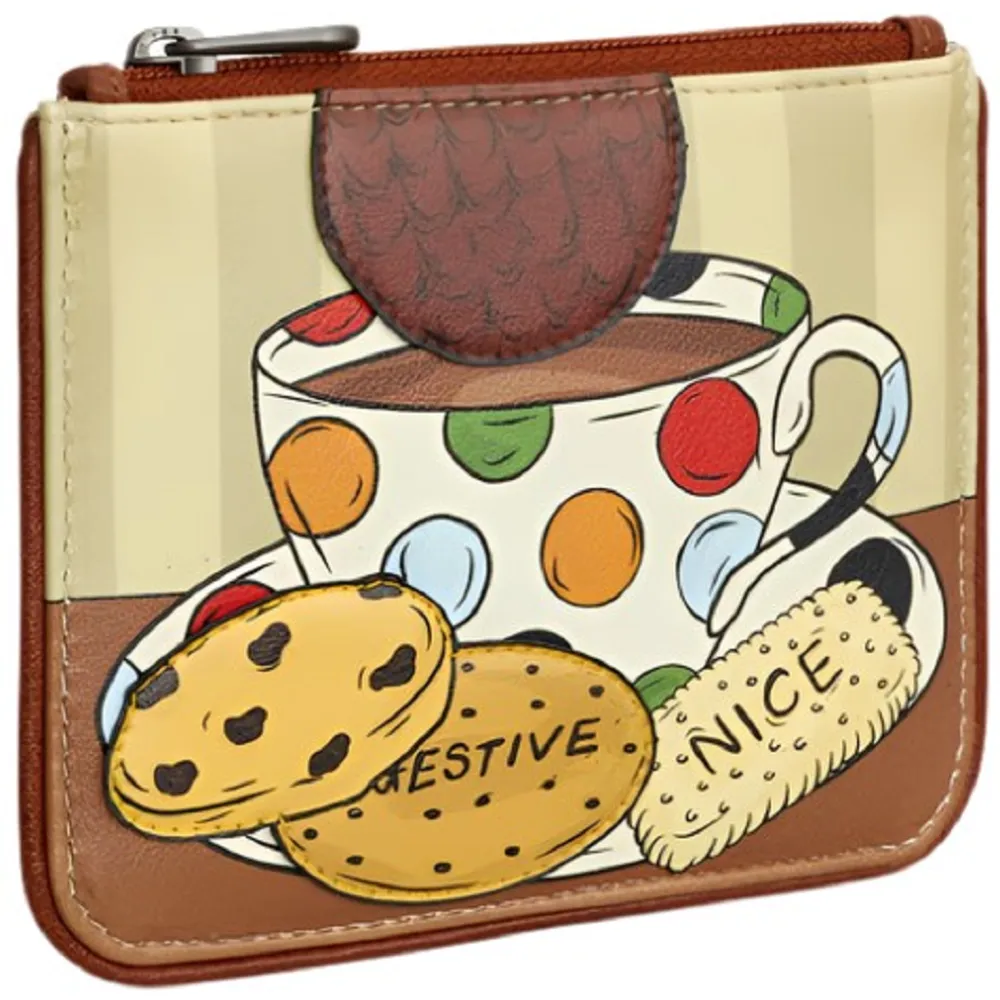 Yoshi Tea And Biscuits Brown Leather Zip Top Purse