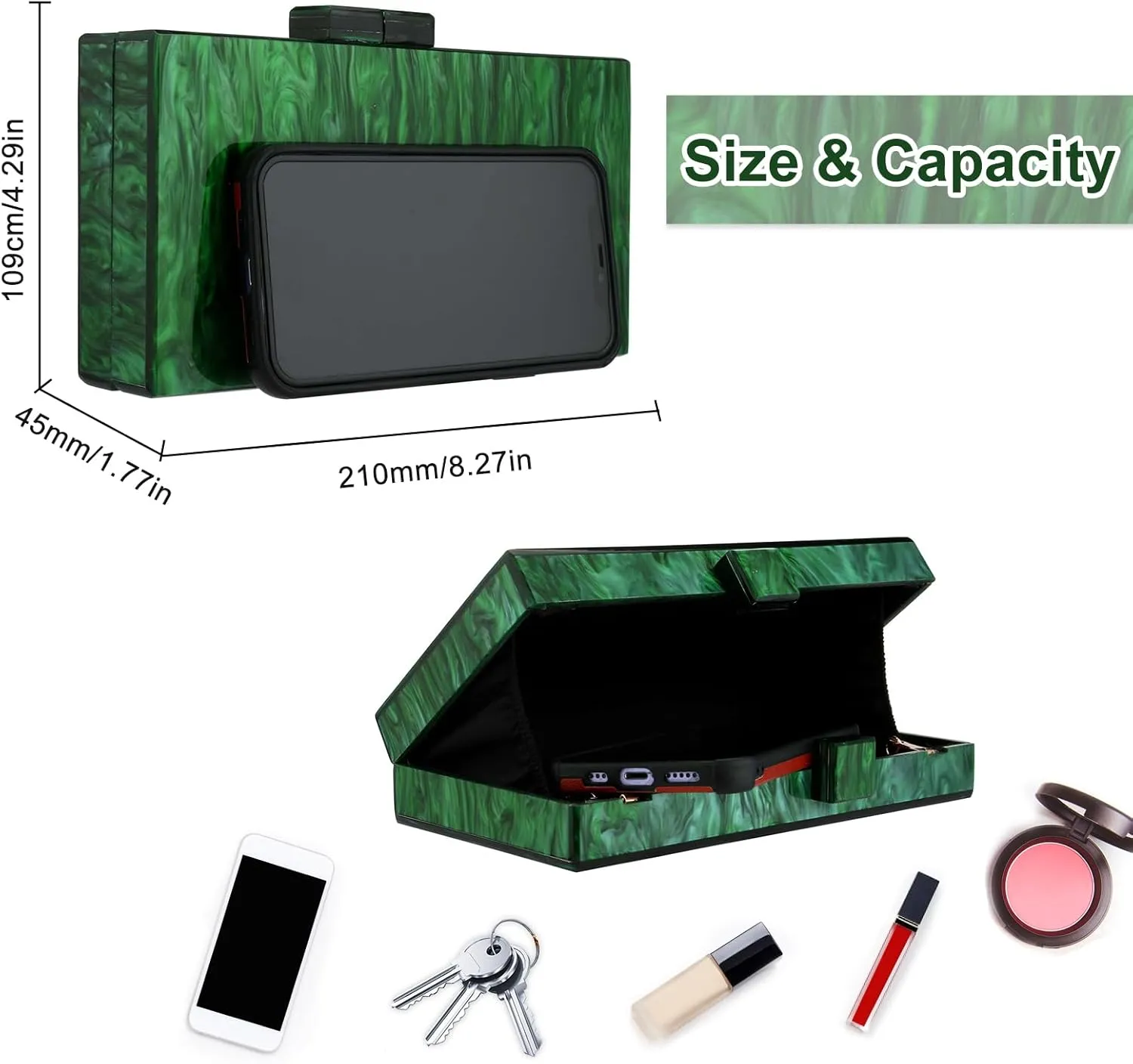 YYW Acrylic Clutch Purses for Women Wedding : Multicolor Evening Crossbody Bag Marbling Handbags with Detachable Chain