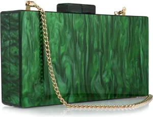 YYW Acrylic Clutch Purses for Women Wedding : Multicolor Evening Crossbody Bag Marbling Handbags with Detachable Chain