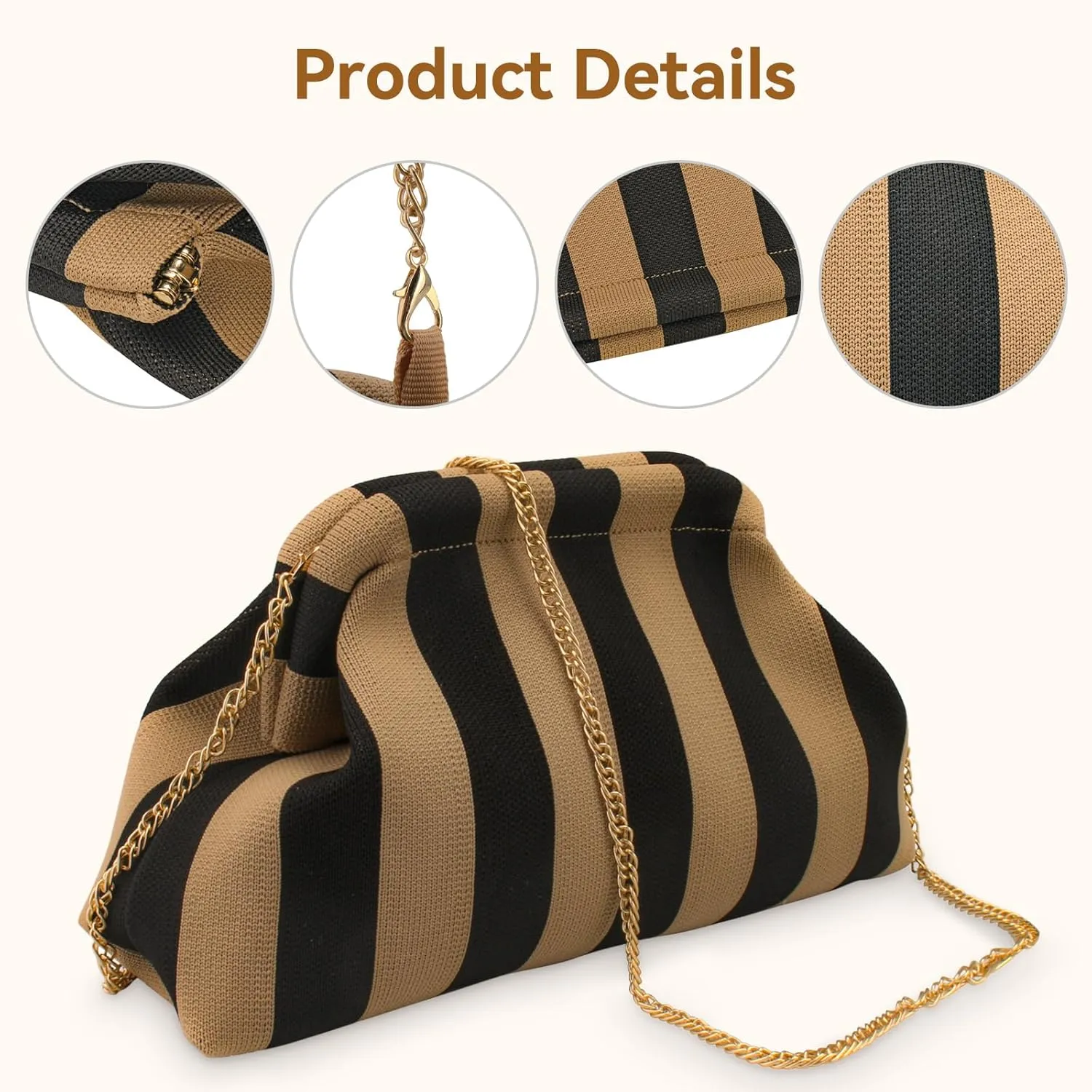 YYW Clutch Purses for Women,Woven Crochet Purse Colorblock Shoulder Bag Casual Knitted Handbag