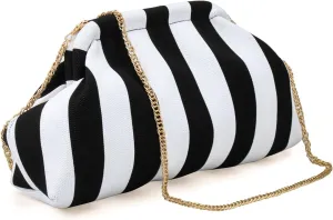 YYW Clutch Purses for Women,Woven Crochet Purse Colorblock Shoulder Bag Casual Knitted Handbag