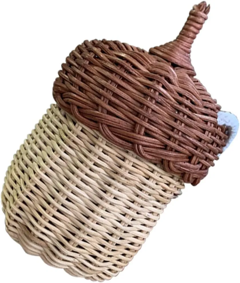 Zerodeko Elegant Rattan Basket Bag for Boys and Girls Lightweight Photo Prop Fashionable Mini Pouch