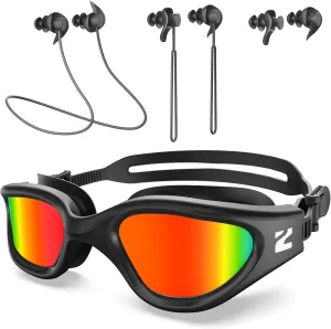 ZIONOR G1 Lite Polarized Swimming Goggles with 3 Pairs Earplugs, Anti-Fog UV Protection Swim Goggle for Adult Men Women Youth